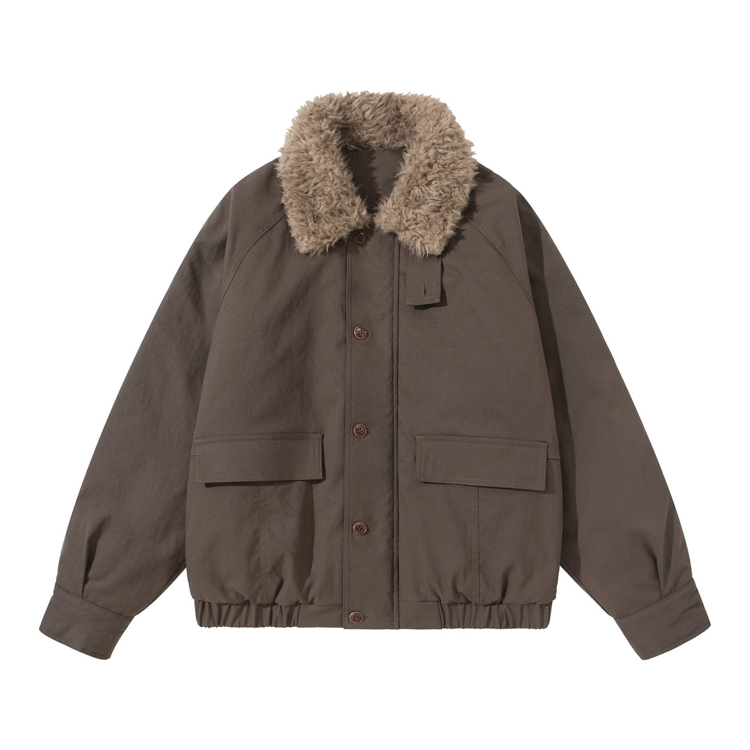 Unisex Boxy Isolationsblouson mit abnehmbarem Kunstfell-Drehkragen und Cargotaschen Nord Taschen