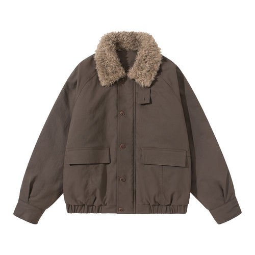 Unisex Boxy Isolationsblouson mit abnehmbarem Kunstfell-Drehkragen und Cargotaschen Nord Taschen