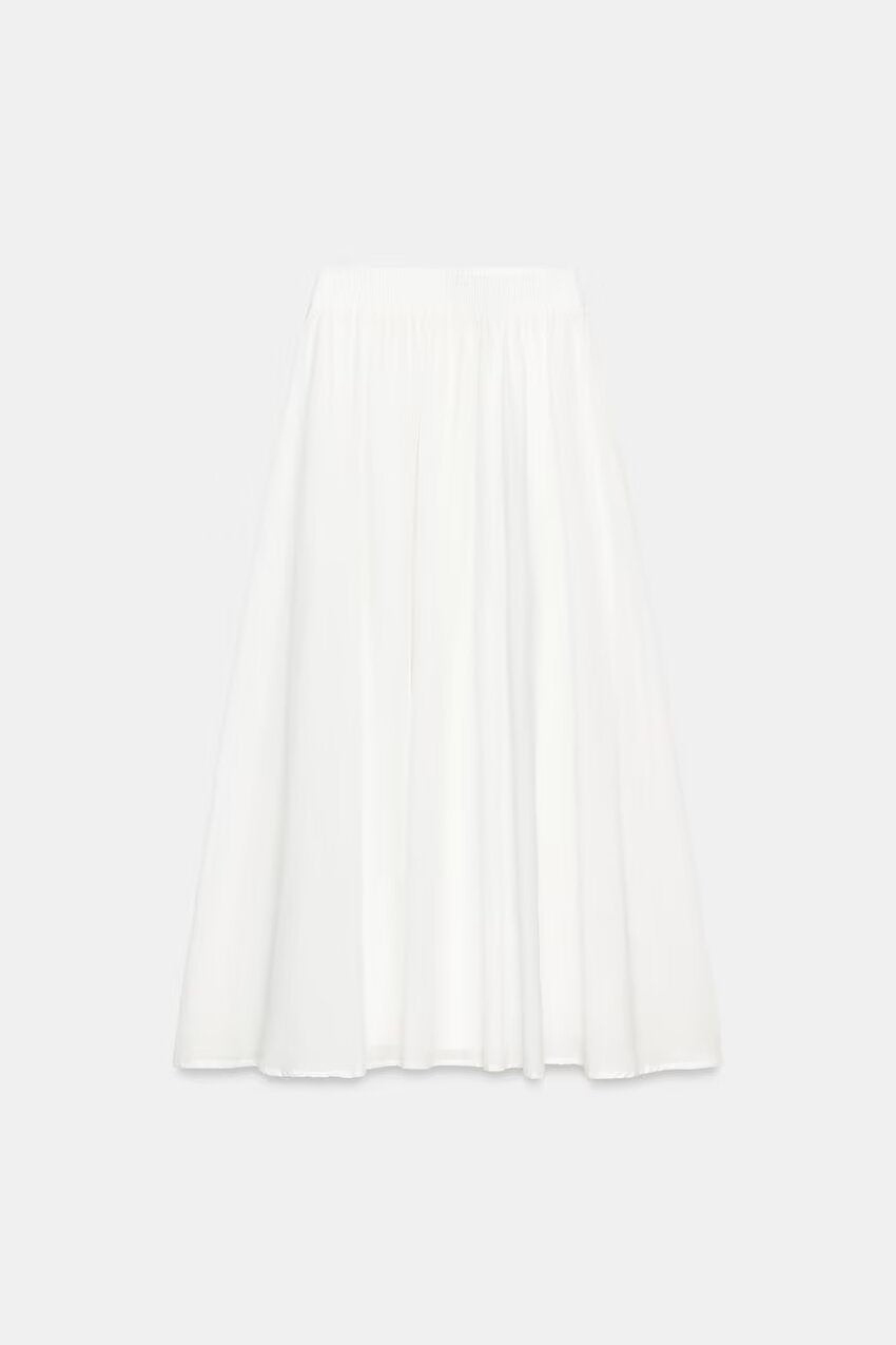Damen Weicher A-Linien-Midirock mit elastischem Gummibund und fließender Chiffon‑Optik Nord Taschen