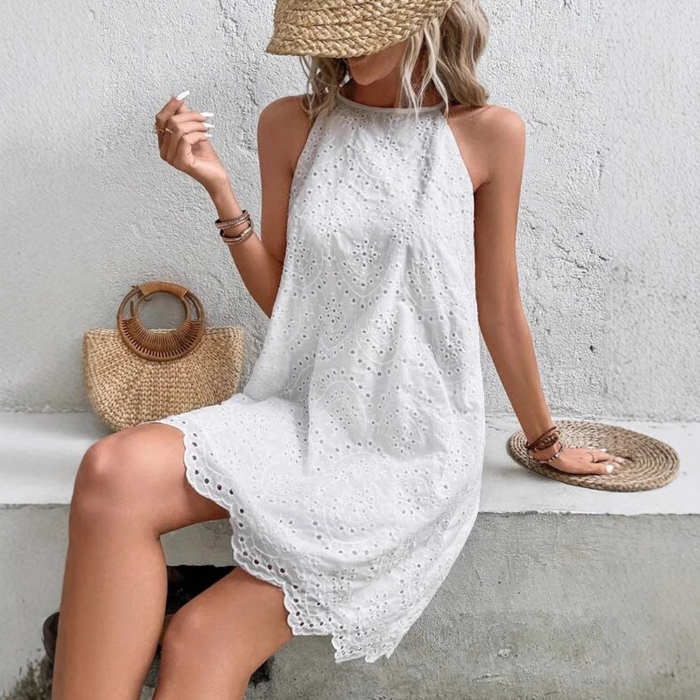 Damen Sommerkleid mit Spitzenmuster und lockerer Passform
