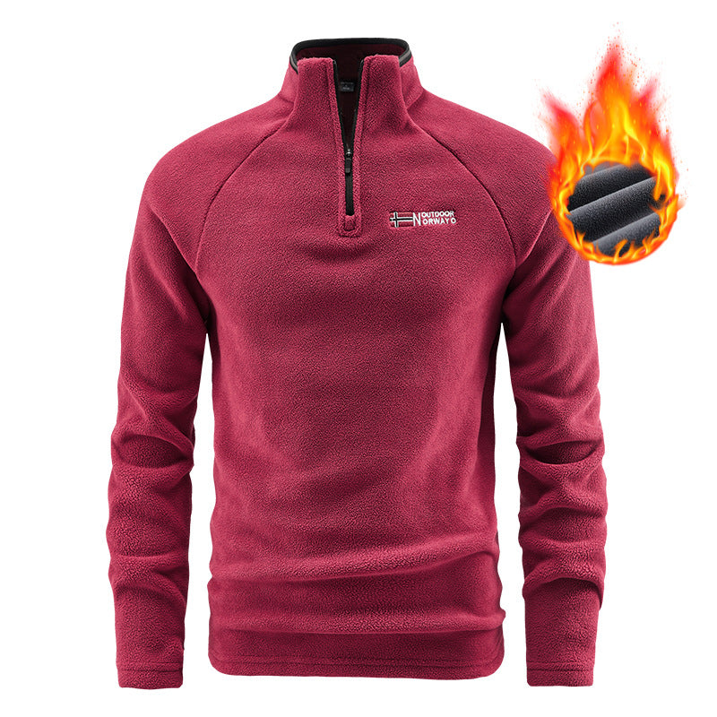 Herren Wärmender Fleecepullover mit kurzem Reißverschluss und Stehkragen Nord Taschen