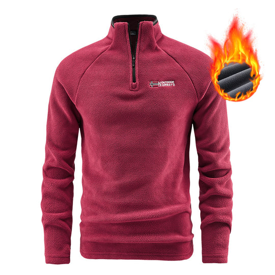 Herren Wärmender Fleecepullover mit kurzem Reißverschluss und Stehkragen Nord Taschen