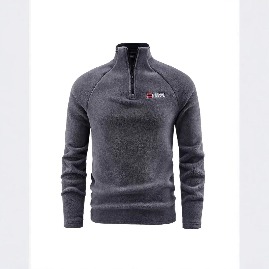 Herren Fleece-Halbzip-Pullover mit hohem Stehkragen und Raglanärmeln Nord Taschen