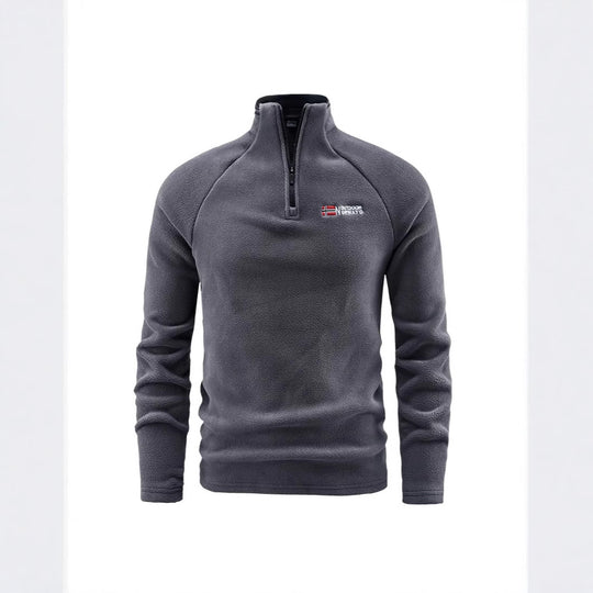 Herren Fleece-Halbzip-Pullover mit hohem Stehkragen und Raglanärmeln Nord Taschen