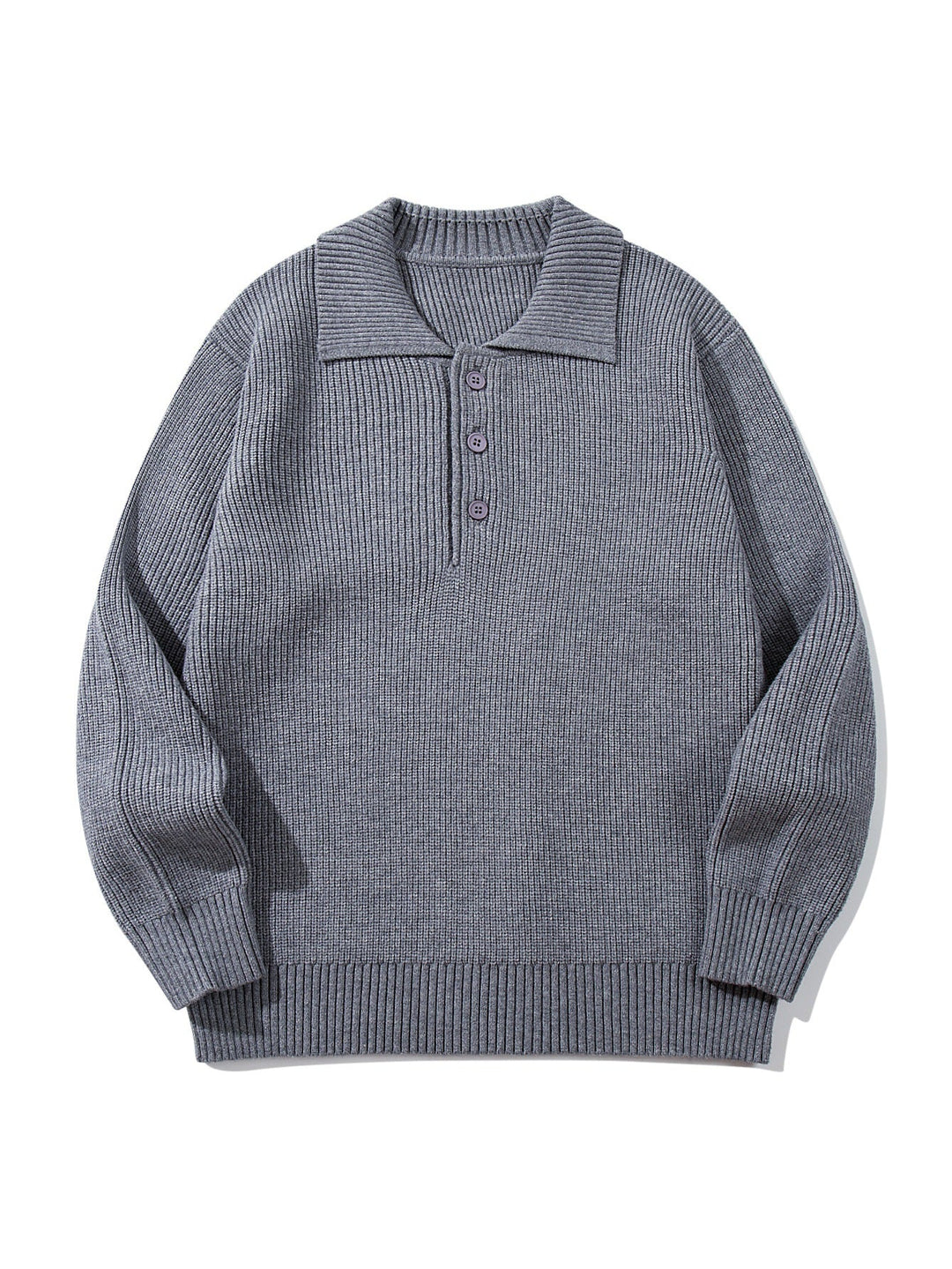 Herren Gerippter Polokragenpullover mit dreifacher Knopfleiste und Relaxed-Fit Nord Taschen