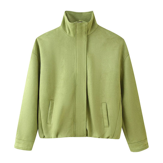 Damen Boxy-Kurzjacke mit hohem Funnelkragen und verdeckter Reißverschlussleiste Nord Taschen