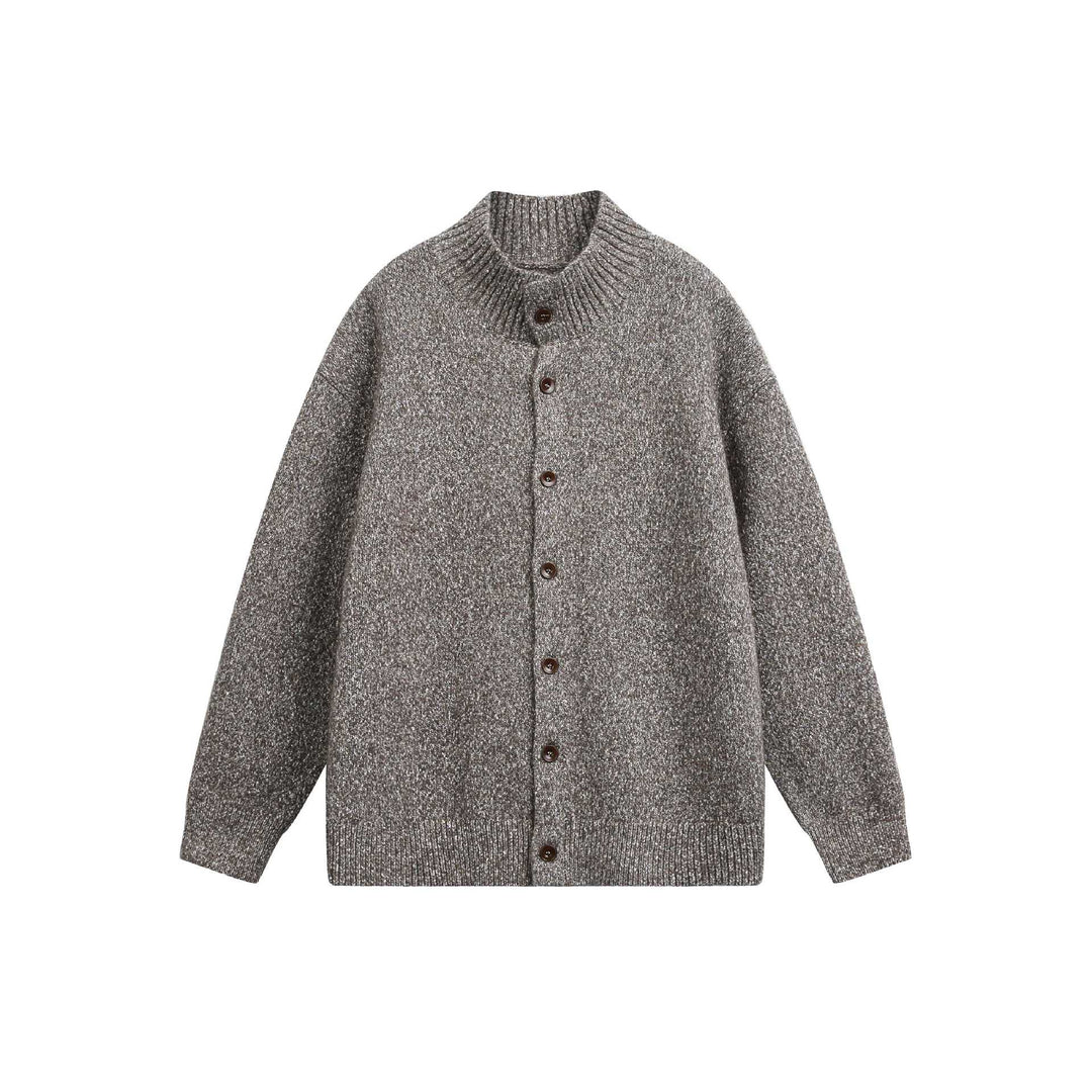 Damen Oversize-Strickjacke mit hochgezogenem Rippkragen und Holzknopfverschluss Nord Taschen