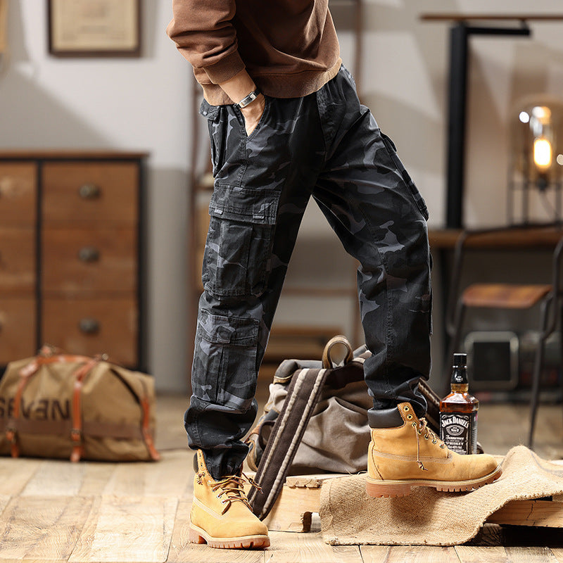 Herren Cargohose mit Gummibündchen und Camouflage-Utility-Design Nord Taschen