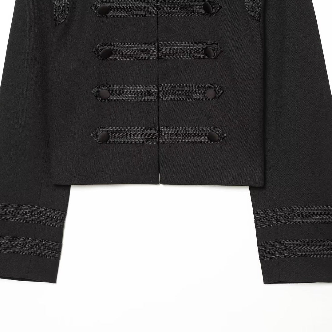 Damen Cropped Marschalljacke mit Stehkragen und dekorativen Zierbordüren Nord Taschen