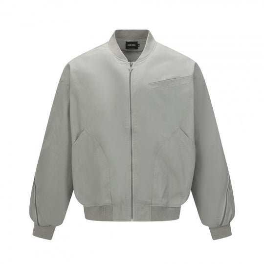 Unisex Boxy-Bomberjacke mit durchgehendem Reißverschluss, geripptem Saum und Brust‑Welttasche Nord Taschen