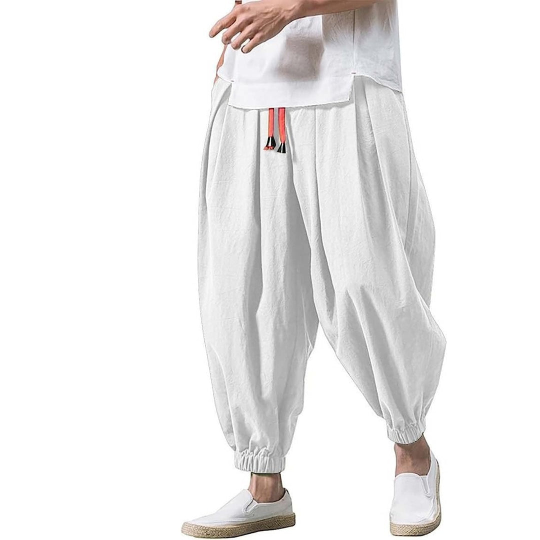 Herren ausgefallene Ballonhose im Haremstil mit Faltenwurf, elastischem Bund und Kordelzug Nord Taschen