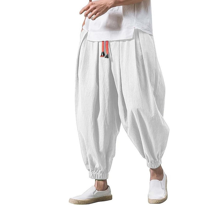 Herren ausgefallene Ballonhose im Haremstil mit Faltenwurf, elastischem Bund und Kordelzug Nord Taschen