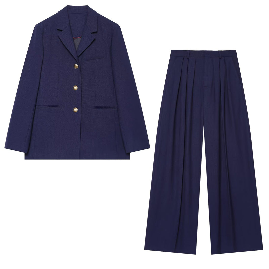 Damen Weite Bundfaltenhose im Palazzo‑Stil mit hoher Taille Nord Taschen
