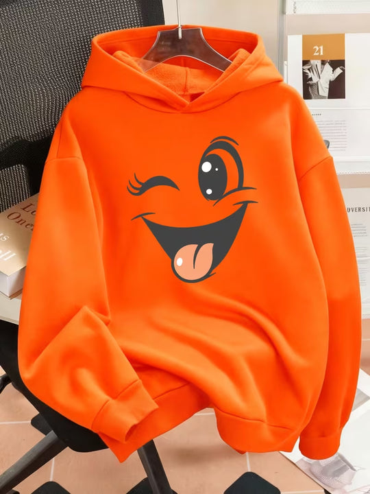 Damen Lustiger Kapuzenpullover mit einzigartigem Emoji-Design Nord Taschen
