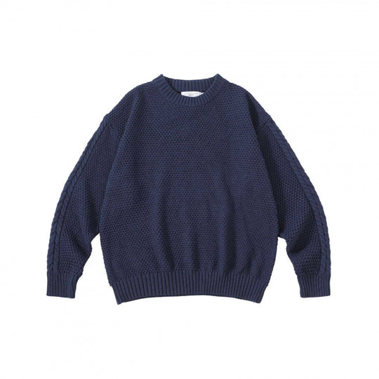 Unisex Oversize Grobstrickpullover mit Zopfärmeln und Rundhalsausschnitt Nord Taschen