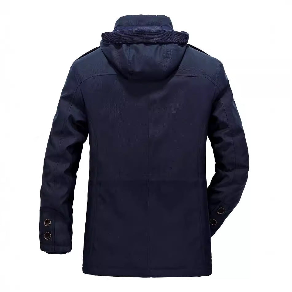 Herren Thermo-Canvas-Parka mit Sherpa-Innenfutter, abnehmbarer Kapuze und Multifunktions-Taschen Nord Taschen