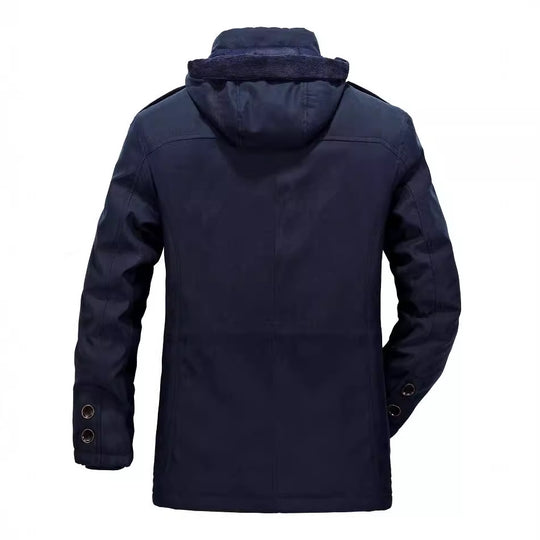 Herren Thermo-Canvas-Parka mit Sherpa-Innenfutter, abnehmbarer Kapuze und Multifunktions-Taschen Nord Taschen