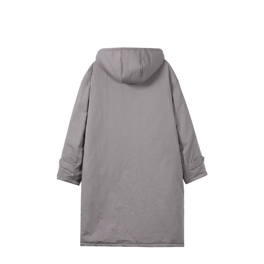 Damen Lange gefütterte Thermo-Parka im Oversize-Schnitt mit verdeckter Front Nord Taschen