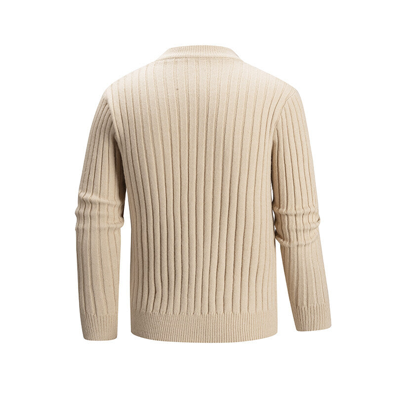Herren Feiner Zopfmuster-Pullover mit kurzem Stehkragen und Raglanärmeln Nord Taschen