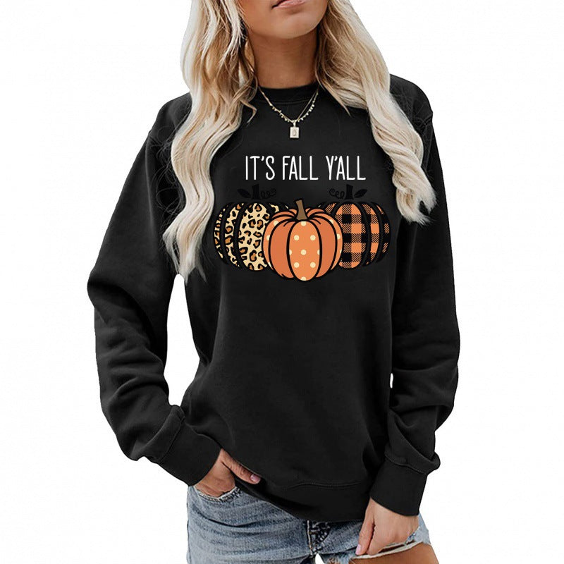 Damen lässiges Herbst Sweatshirt mit Kürbismotiv und Rundhalsausschnitt Nord Taschen