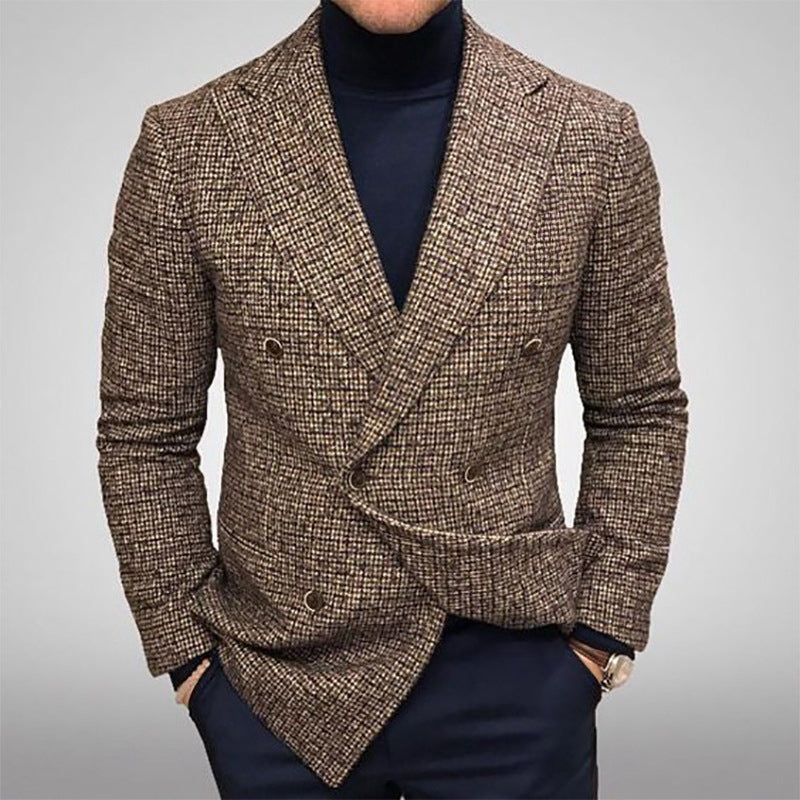 Herren Doppelreihiger Struktur-Blazer mit taillierter Schnittführung Nord Taschen