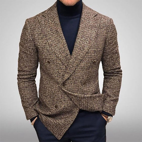 Herren Doppelreihiger Struktur-Blazer mit taillierter Schnittführung Nord Taschen