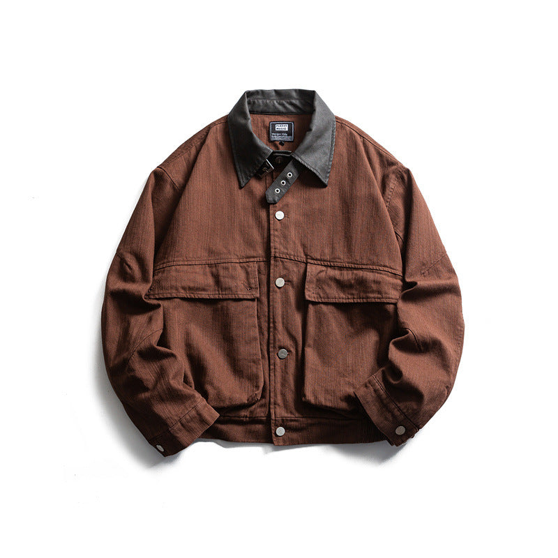 Herren Robust geschnittene Canvas-Blousonjacke mit kontrastierendem Cordkragen und doppelten Pattentaschen Nord Taschen