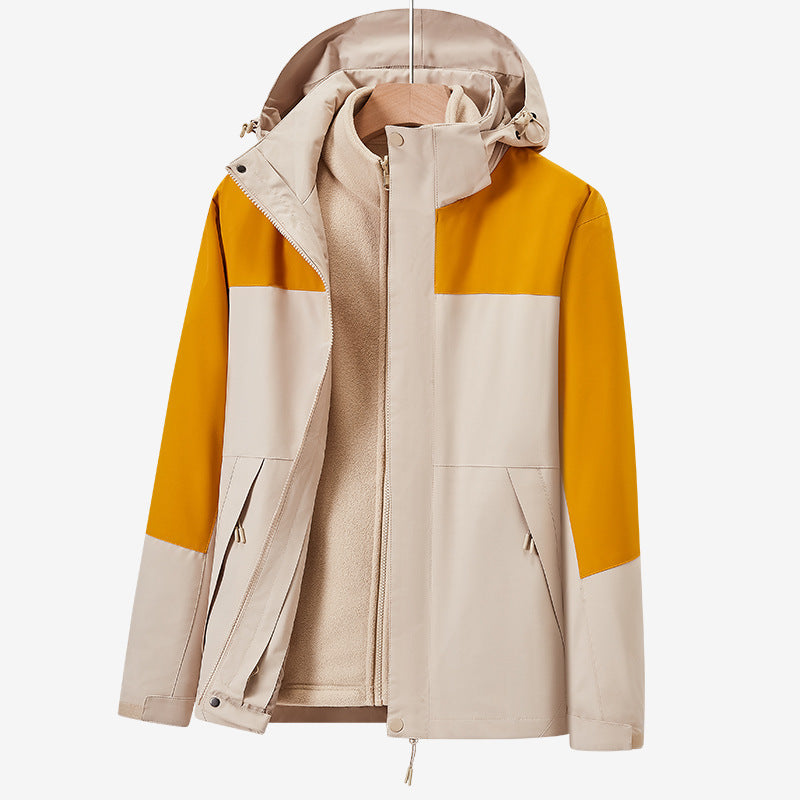 Unisex zweilagige wasserabweisende Outdoorjacke mit Kapuze und Colorblock-Design Nord Taschen