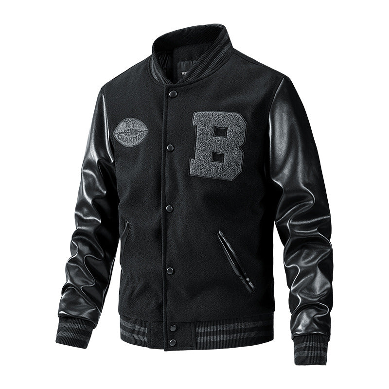 Herren Collegejacke aus Wollmix mit verstärkten Lederärmeln Nord Taschen