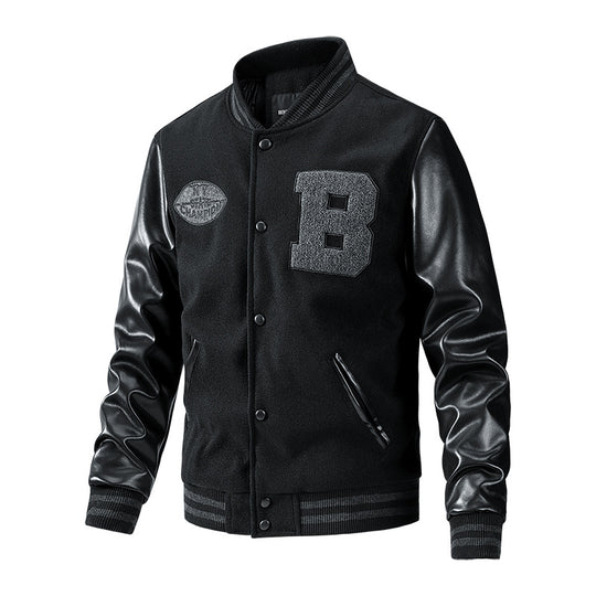 Herren Collegejacke aus Wollmix mit verstärkten Lederärmeln Nord Taschen