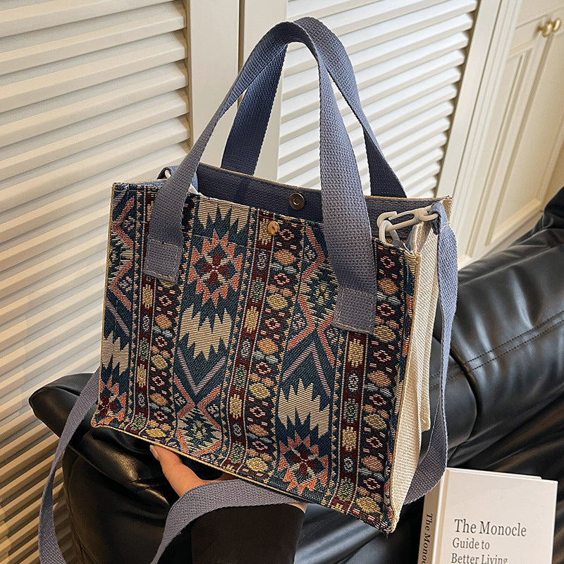 Damen Jute-Tasche mit traditionellem Ethno-Muster Nord Taschen