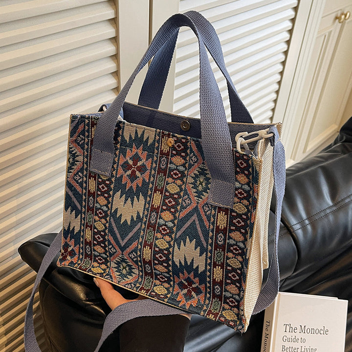 Damen Jute-Tasche mit traditionellem Ethno-Muster Nord Taschen