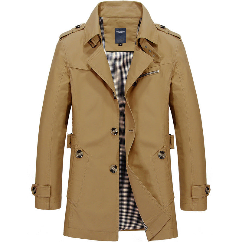 Herren  legerer Baumwoll-Blazer mit Knopfleiste, aufgesetzten Taschen und gestreiftem Innenfutter Nord Taschen