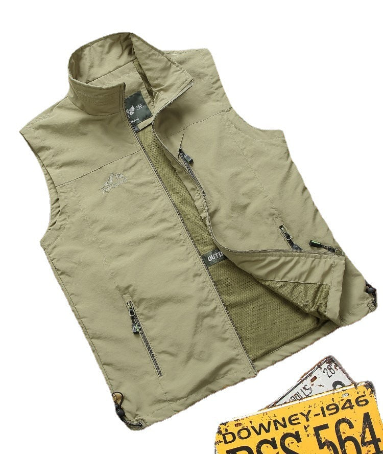 Herren Utility-Outdoorweste mit atmungsaktivem Meshfutter, Reißverschluss‑Taschen und verstellbarem Saum Nord Taschen