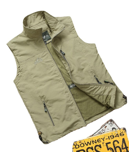 Herren Utility-Outdoorweste mit atmungsaktivem Meshfutter, Reißverschluss‑Taschen und verstellbarem Saum Nord Taschen