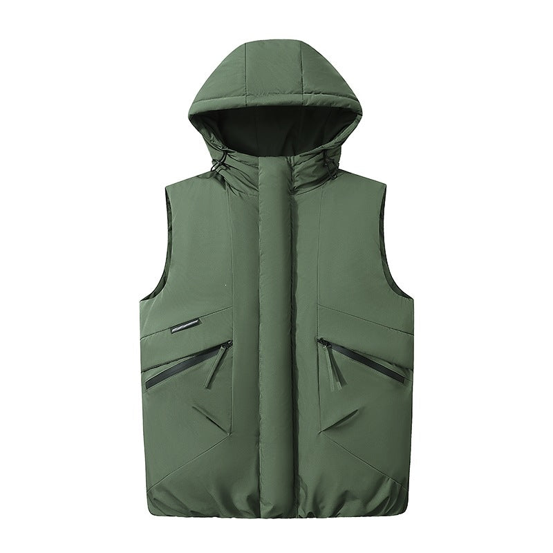 Herren Wattierte Kapuzen-Steppweste im technischen Urban-Look mit verdecktem Reißverschluss & Utility-Taschen Nord Taschen