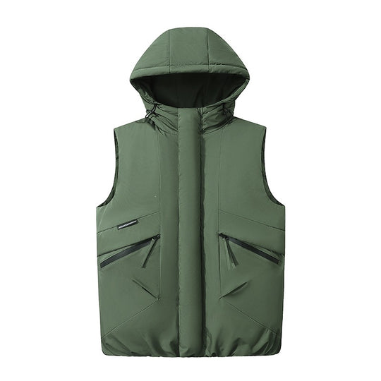 Herren Wattierte Kapuzen-Steppweste im technischen Urban-Look mit verdecktem Reißverschluss & Utility-Taschen Nord Taschen
