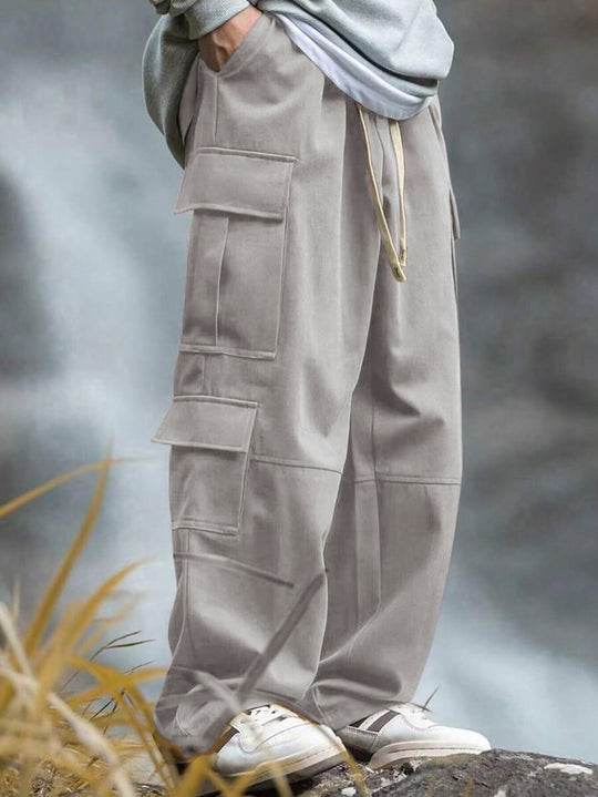 Herren weite Cargo-Hose mit Mehrfachtaschen, Tunnelzug und verstärkten Kniepartien Nord Taschen