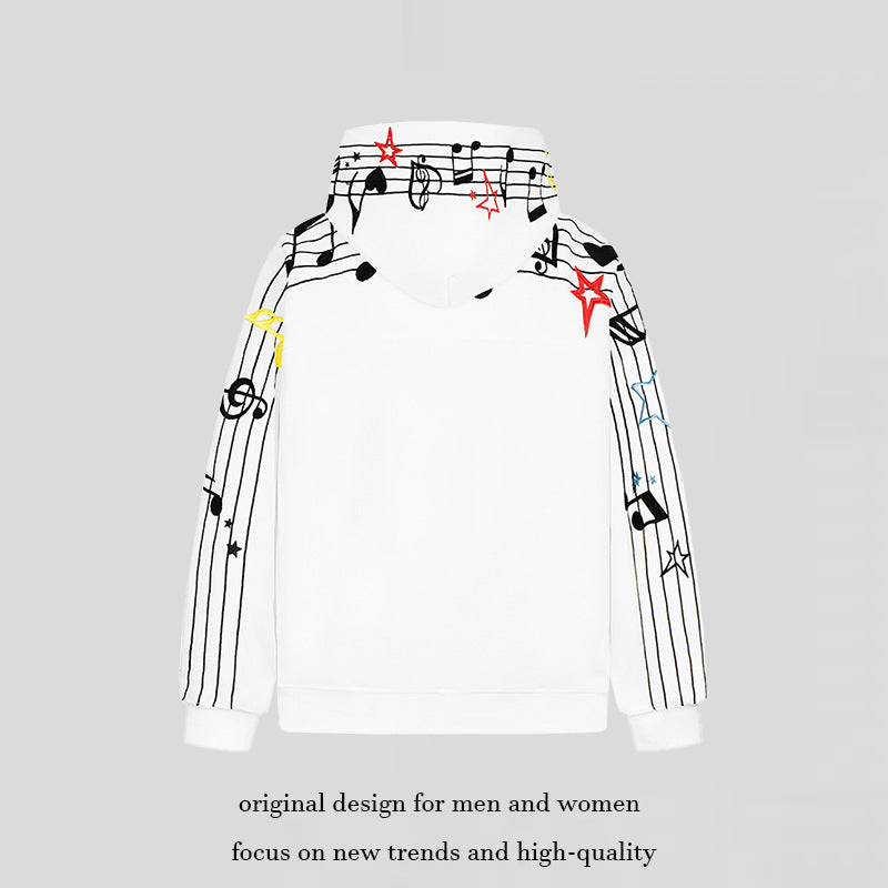 Damen Kapuzen-Sweatshirt mit musikalischem Noten- und Sternprint, relaxed Fit Nord Taschen