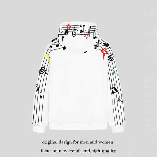 Damen Kapuzen-Sweatshirt mit musikalischem Noten- und Sternprint, relaxed Fit Nord Taschen