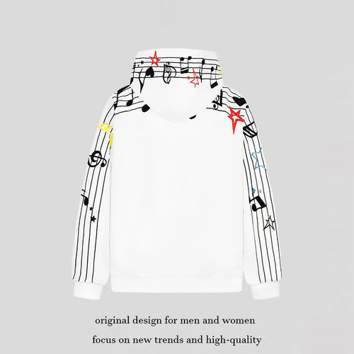 Damen Kapuzen-Sweatshirt mit musikalischem Noten- und Sternprint, relaxed Fit Nord Taschen