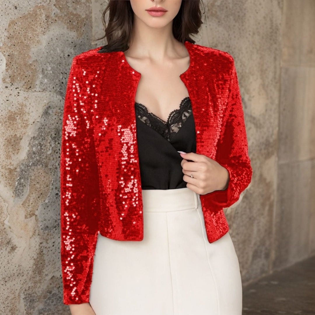 Damen Paillettenjacke Im Modernen Schnitt