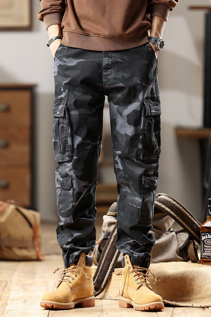 Herren Cargohose mit Gummibündchen und Camouflage-Utility-Design Nord Taschen