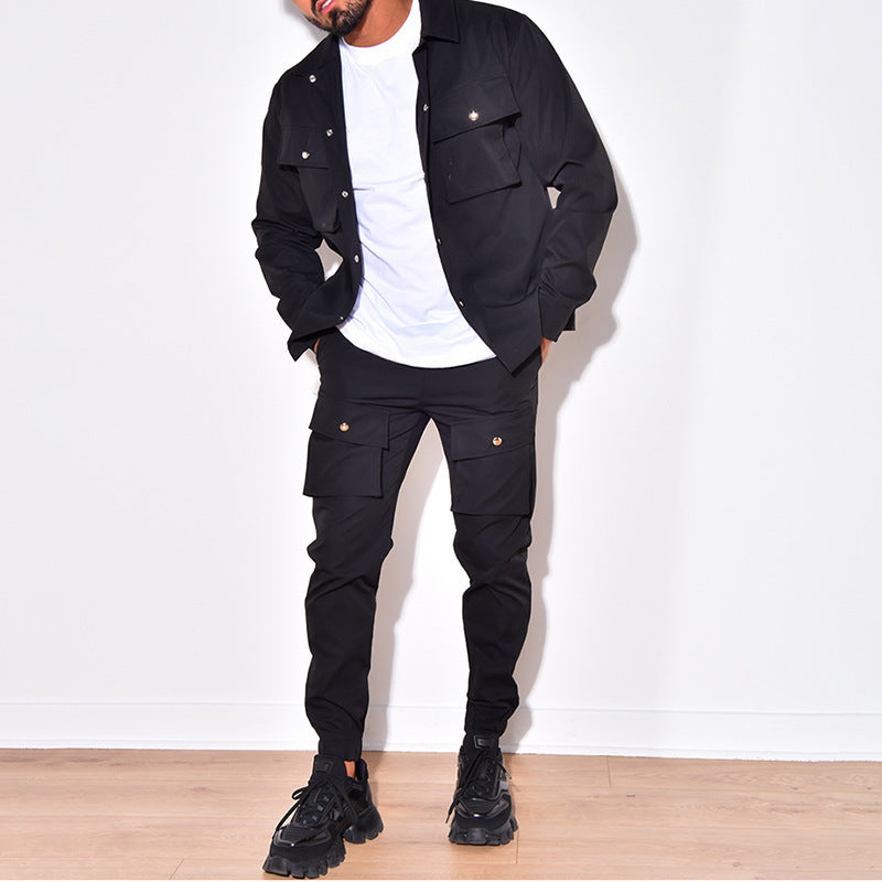 Herren modisches Cargo-Jacket mit passender Hose im Freizeitlook