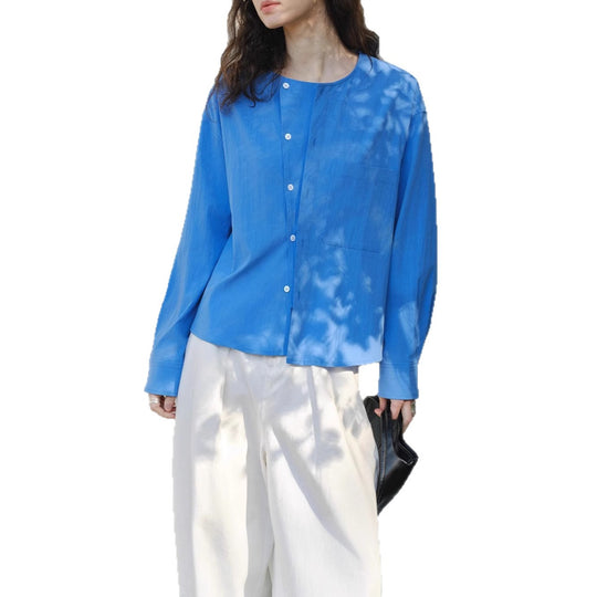 Damen Bequeme und lässige Bluse mit Knopfdetail Nord Taschen