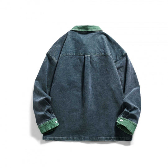 Herren Oversize Denim‑Hemdjacke mit kontrastkragen, ausgefranster Brusttasche und legerer Boxy‑Silhouette Nord Taschen
