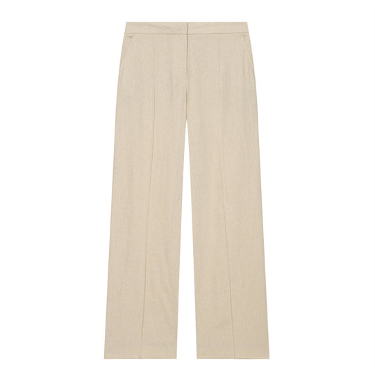 Damen Leichte Leinenhose mit weitem Bein und Bügelfalte Nord Taschen