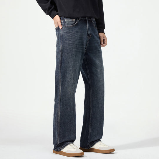 Herren Weitgeschnittene Denimjeans mit mittlerer Leibhöhe und Used-Optik Nord Taschen