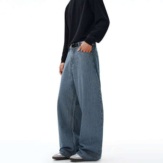 Herren Extraweite Pinstripe‑Palazzohose mit tiefem Schritt und fließender Silhouette Nord Taschen