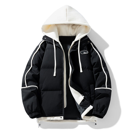 Damen Kurz geschnittene Steppjacke mit kontrastierender Fleece‑Kapuze und Kordelzug Nord Taschen